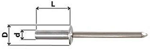 Becher-Dichtniet N07 Alu / Inox, Ø 3,2 mm, diverse Längen