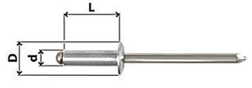 Blindnieten N16 Alu / Inox, Ø 4,0 mm