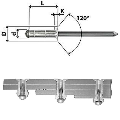 Blindnieten N22 Alu / Stahl Multi, Ø 4,0 mm, diverse Längen