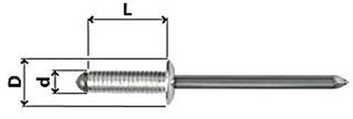 Gerillter Niet N06 Alu / Stahl, Ø 5,0 mm, diverse Längen